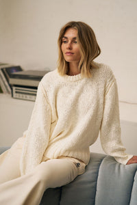 Sage Chunky Knit Crew - Marshmallow
