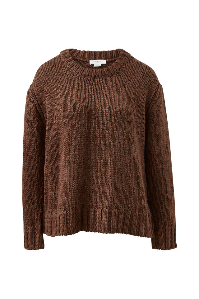 Sage Chunky Knit Crew - Chocolate