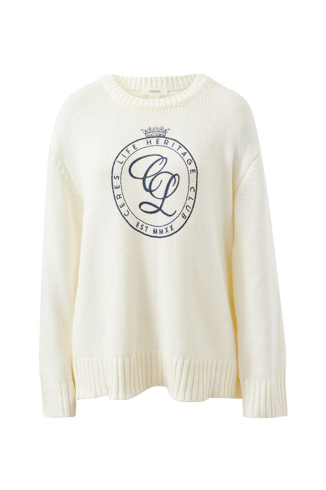 Hayden Oversized Knitted Crew - Milk Sport