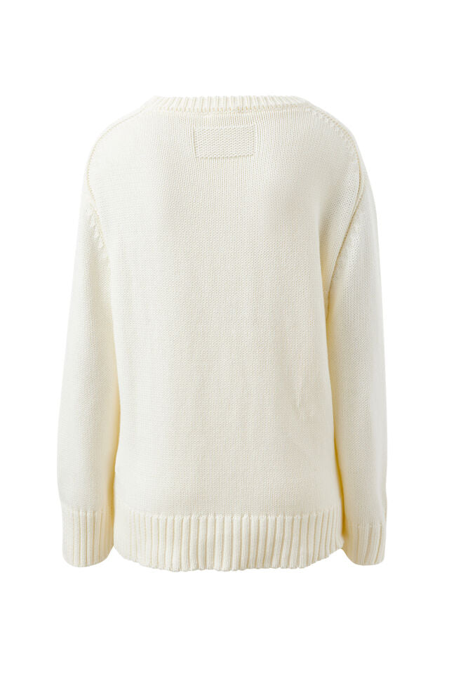 Hayden Oversized Knitted Crew - Milk Sport