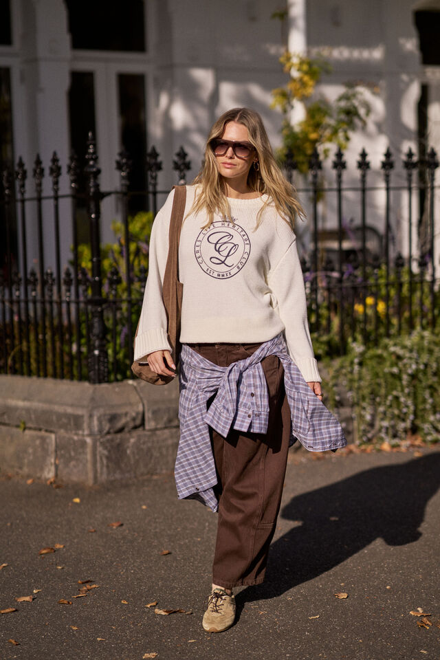 Hayden Oversized Knitted Crew - Milk Sport