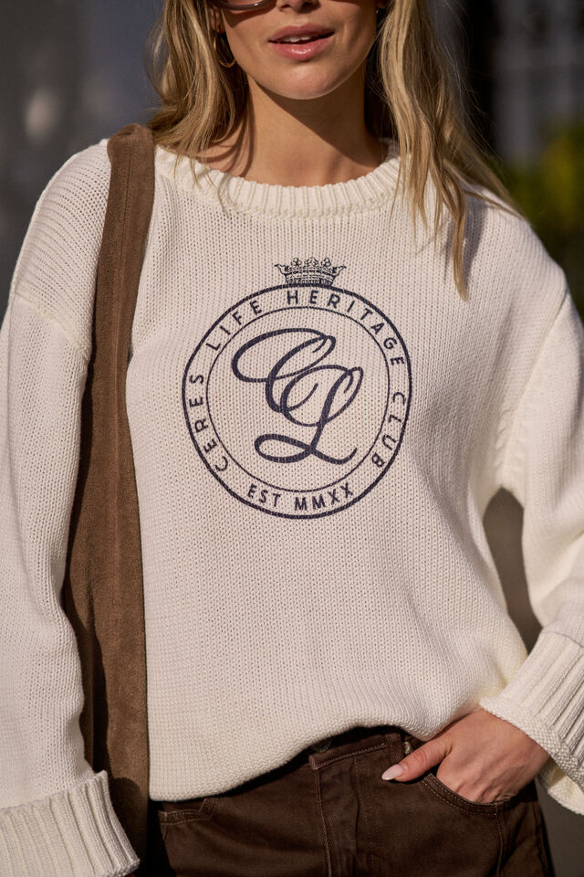 Hayden Oversized Knitted Crew - Milk Sport