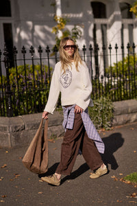 Hayden Oversized Knitted Crew - Milk Sport