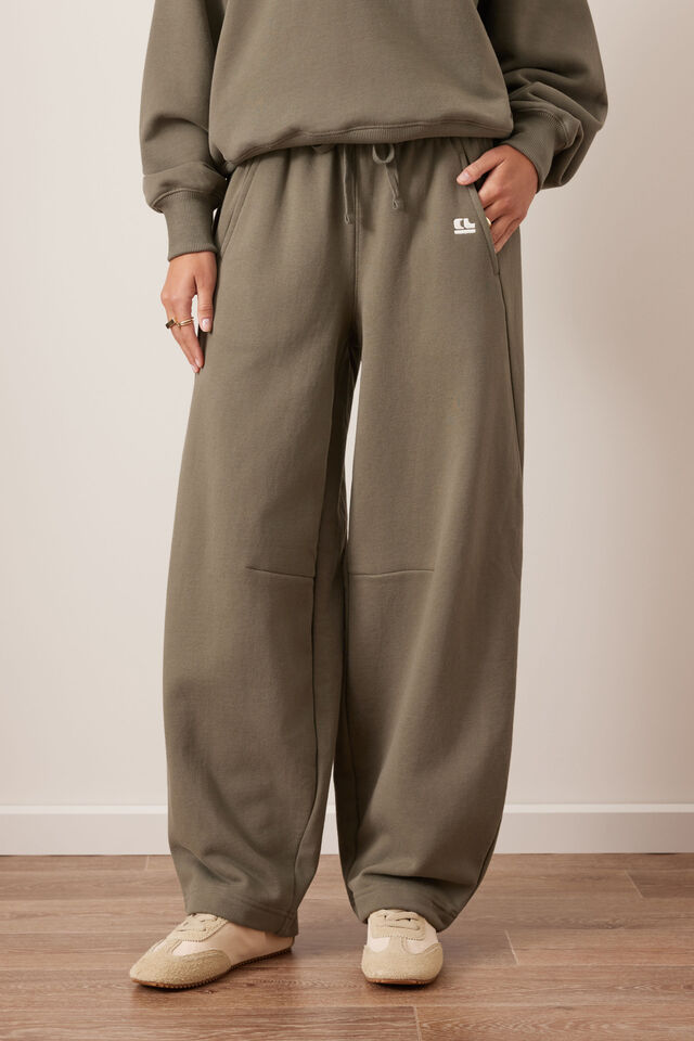 Elise Barrel Trackpant - Washed Olive