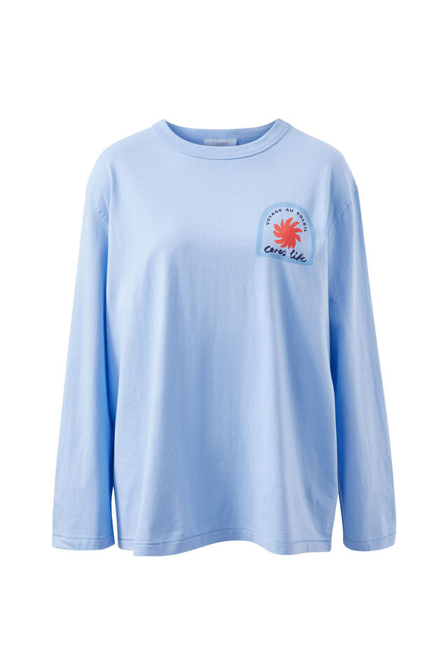 Finn Oversized Long Sleeve Tee - Sky Blue/Voyage AU Soleil