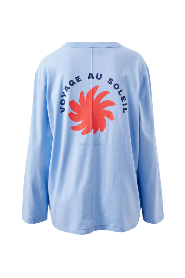 Finn Oversized Long Sleeve Tee - Sky Blue/Voyage AU Soleil
