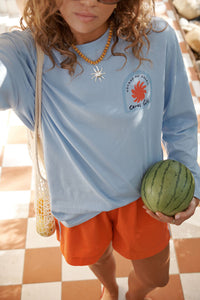Finn Oversized Long Sleeve Tee - Sky Blue/Voyage AU Soleil