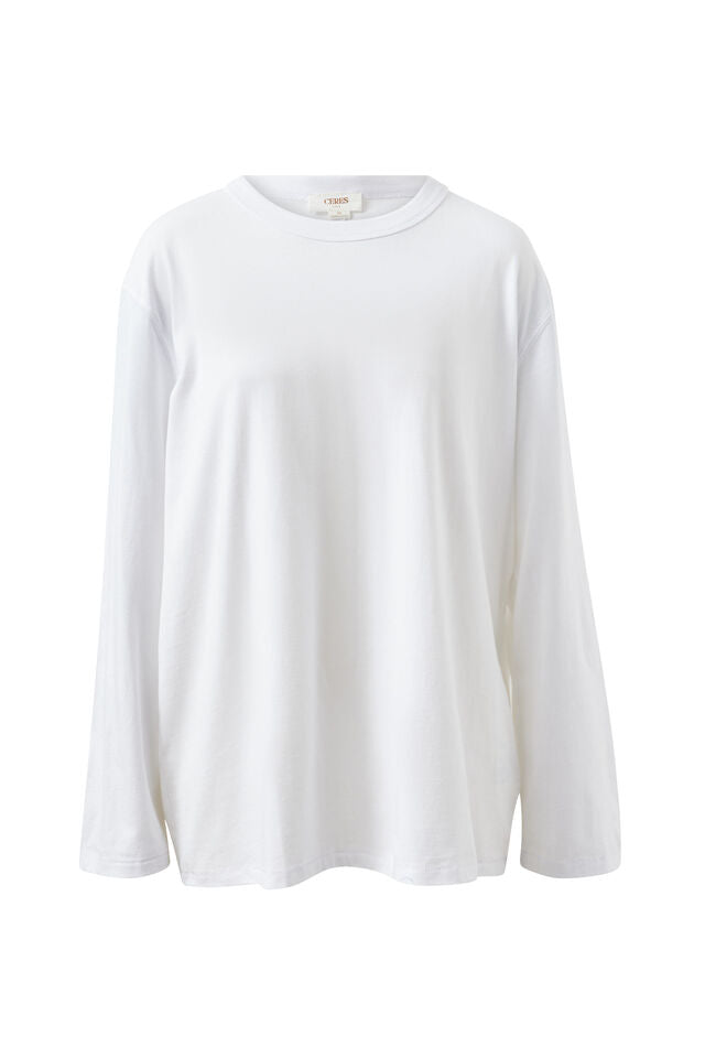 Finn Oversized Long Sleeve Tee - White
