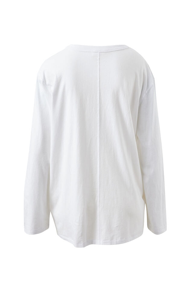 Finn Oversized Long Sleeve Tee - White