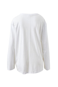 Finn Oversized Long Sleeve Tee - White