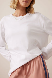 Finn Oversized Long Sleeve Tee - White