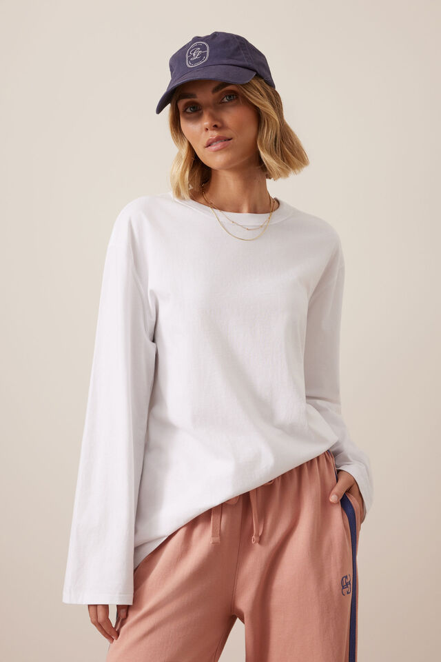 Finn Oversized Long Sleeve Tee - White