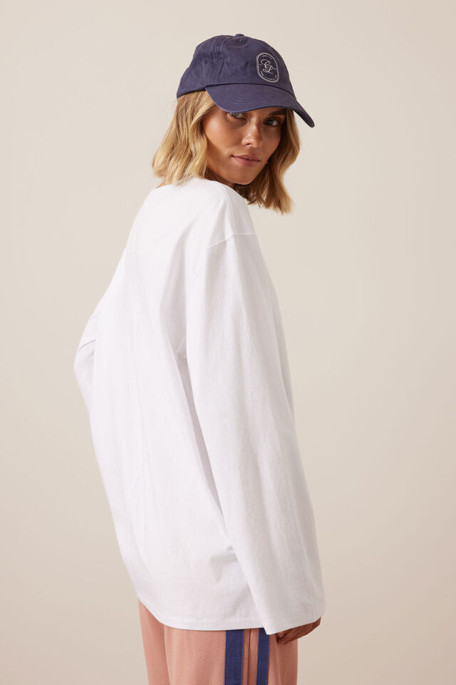 Finn Oversized Long Sleeve Tee - White