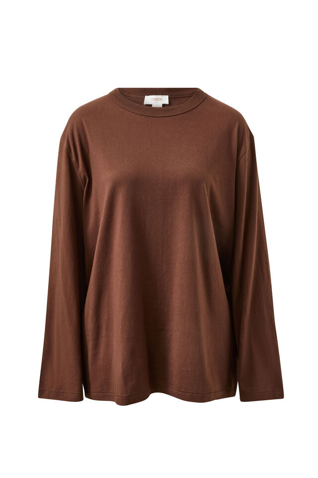 Finn Oversized Long Sleeve Tee - Chocolate