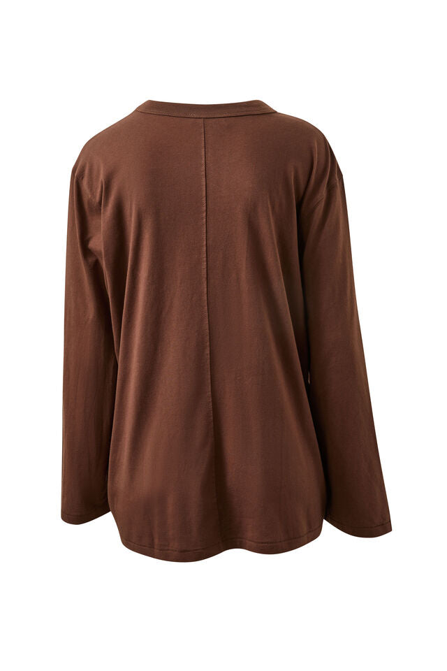 Finn Oversized Long Sleeve Tee - Chocolate