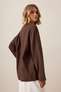 Finn Oversized Long Sleeve Tee - Chocolate