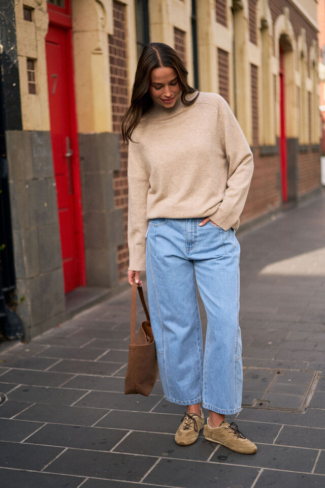Alex Knit Funnel Neck Pullover - Oat Marle