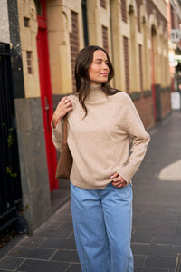 Alex Knit Funnel Neck Pullover - Oat Marle