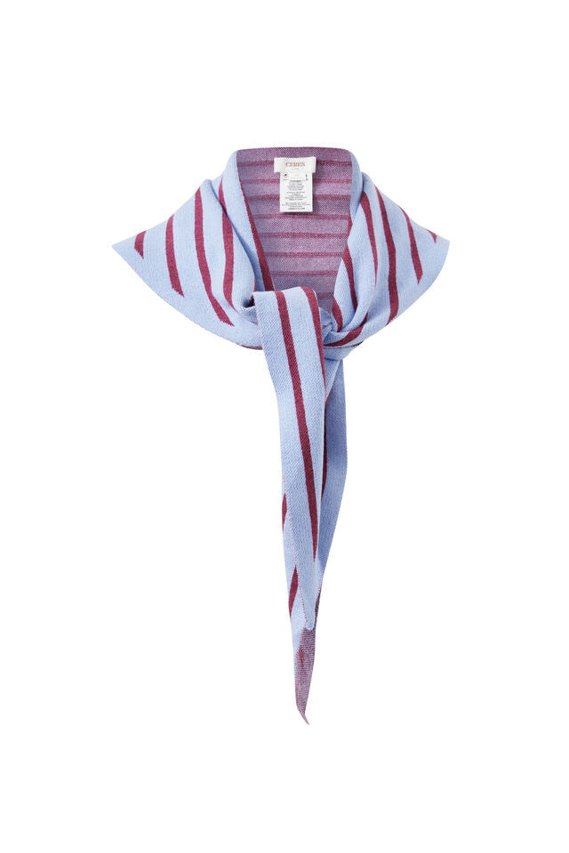 Sully Triangle Knit Scarf - Sky Blue/Washed Burgundy