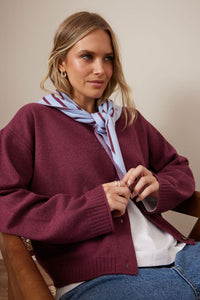 Sully Triangle Knit Scarf - Sky Blue/Washed Burgundy