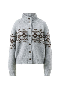 Orla Fair Isle Knit Cardi - Grey Marle Choc