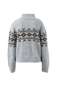 Orla Fair Isle Knit Cardi - Grey Marle Choc