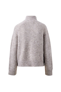 Riley Funnel Neck Tab Cardi - Taupe Marle