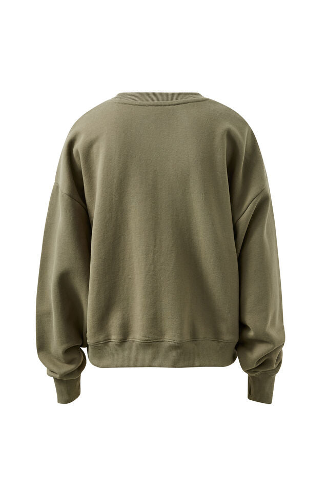 Quinn Slouchy Crew - Washed Olive
