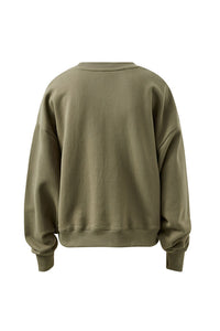 Quinn Slouchy Crew - Washed Olive