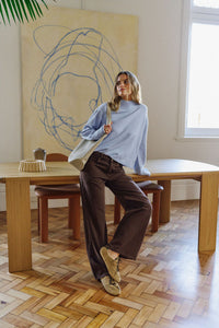 Finley Funnel Neck Knit - China Blue