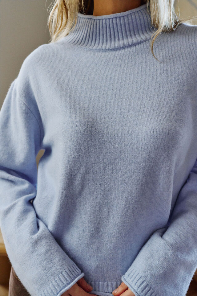 Finley Funnel Neck Knit - China Blue