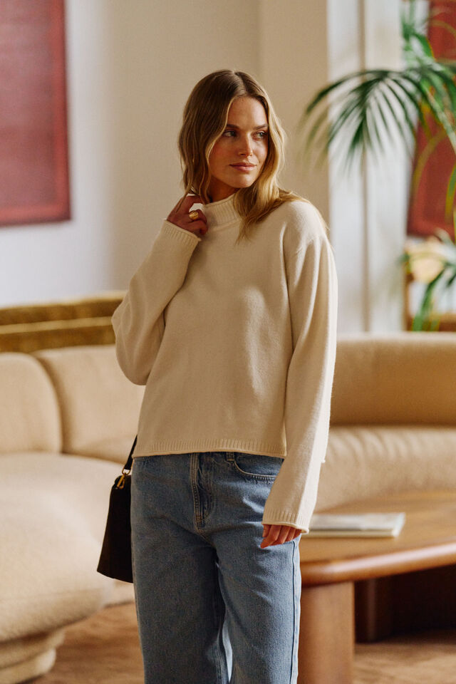 Finley Funnel Neck Knit - Milk