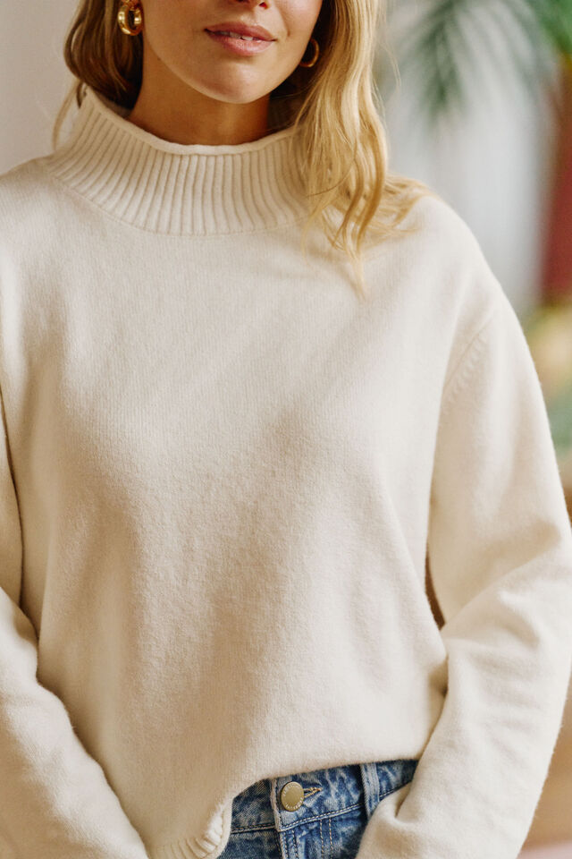Finley Funnel Neck Knit - Milk
