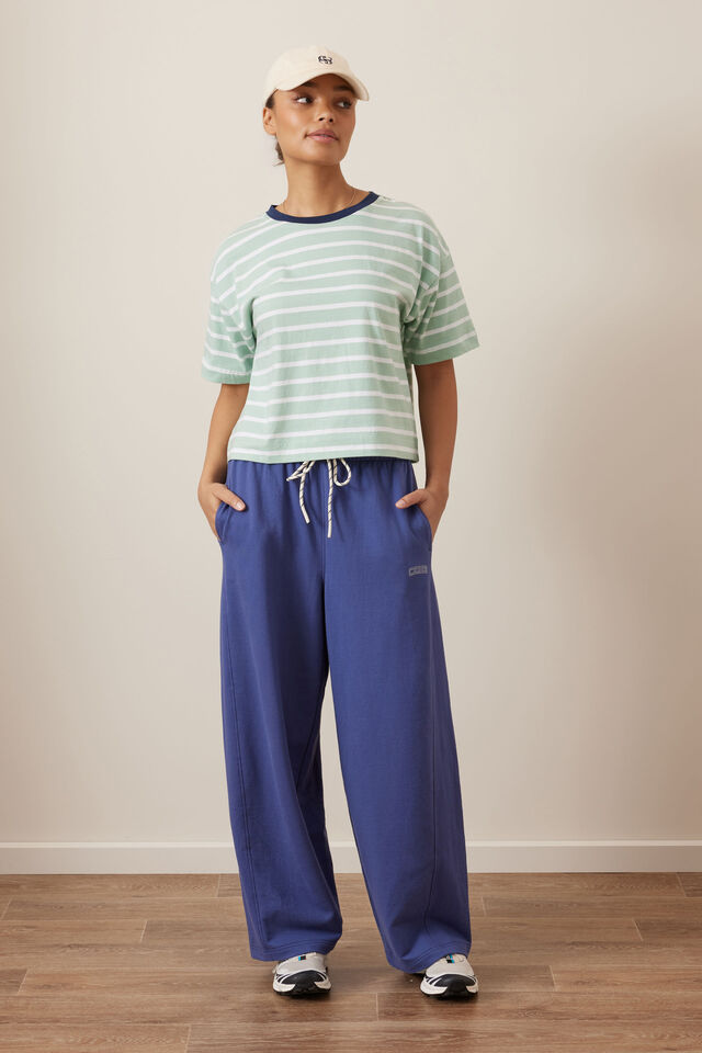Brea Boxy Tee - Seafoam/White Stripe