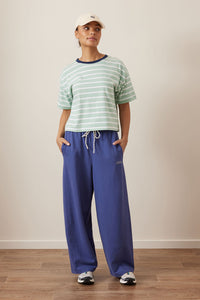 Brea Boxy Tee - Seafoam/White Stripe