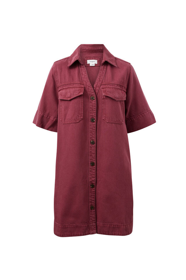 Bonnie Relaxed Shirt Dress - Mulberry