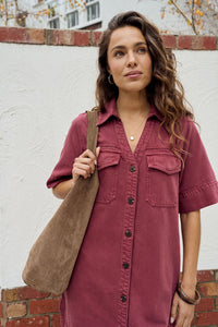 Bonnie Relaxed Shirt Dress - Mulberry