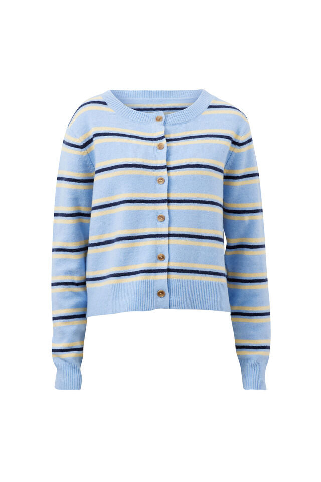 Laine Long Sleeve Knit Cardi - Blue Stripe