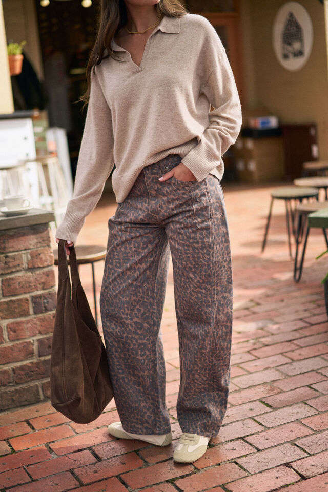 Harper Barrel Jean - Leopard