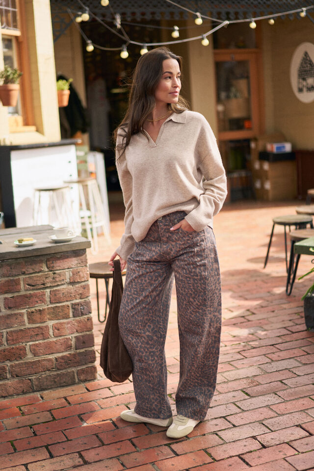Harper Barrel Jean - Leopard