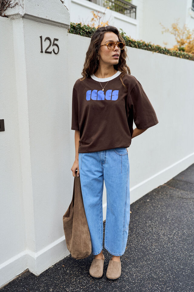 Luna Relaxed Tee - Chocolate Ceres Abstract