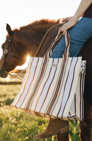 The Drifter Beach Tote | Cream Butter Burgundy Stripe
