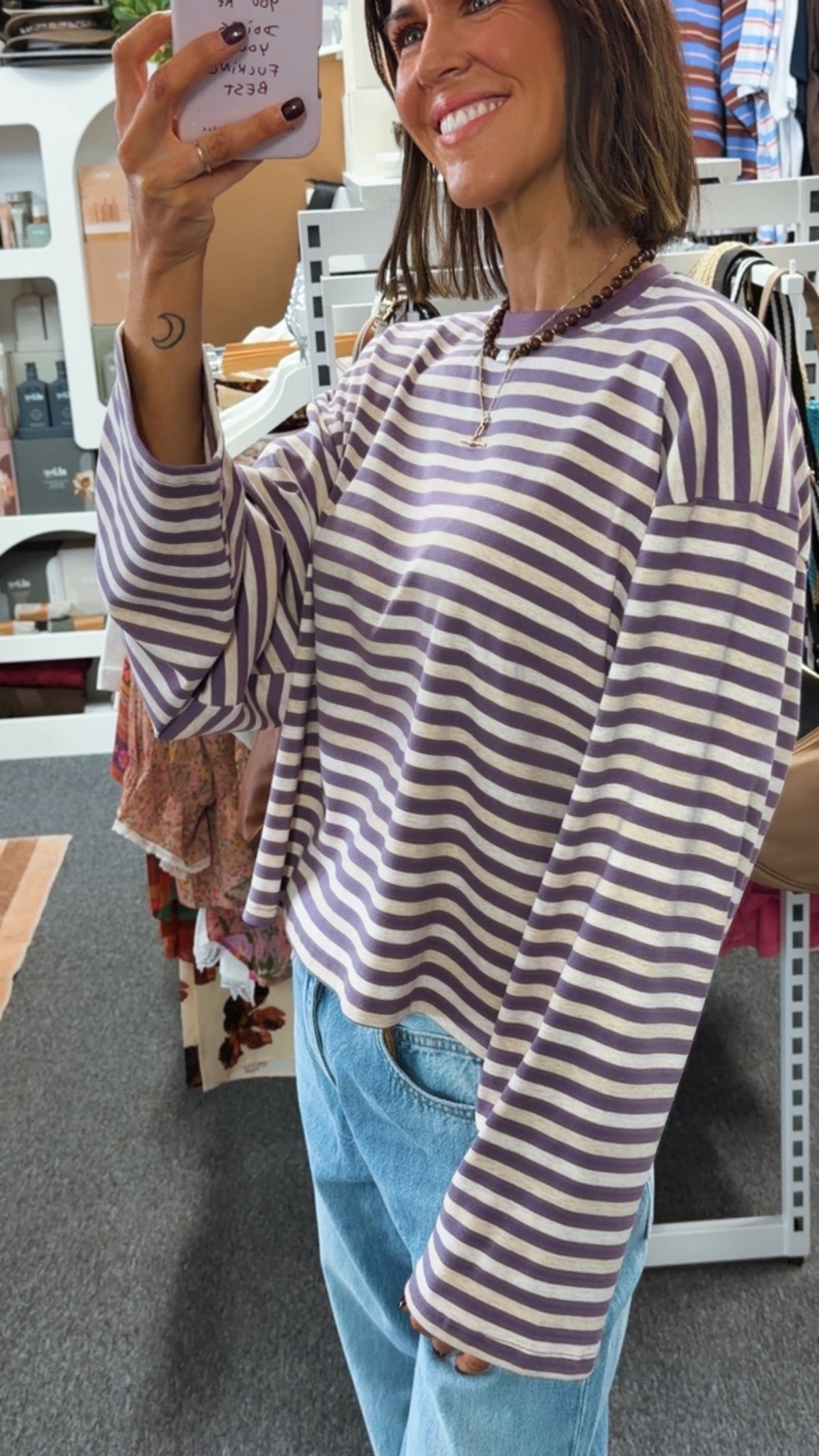 Stevie Stripe Top - Plum Lilac