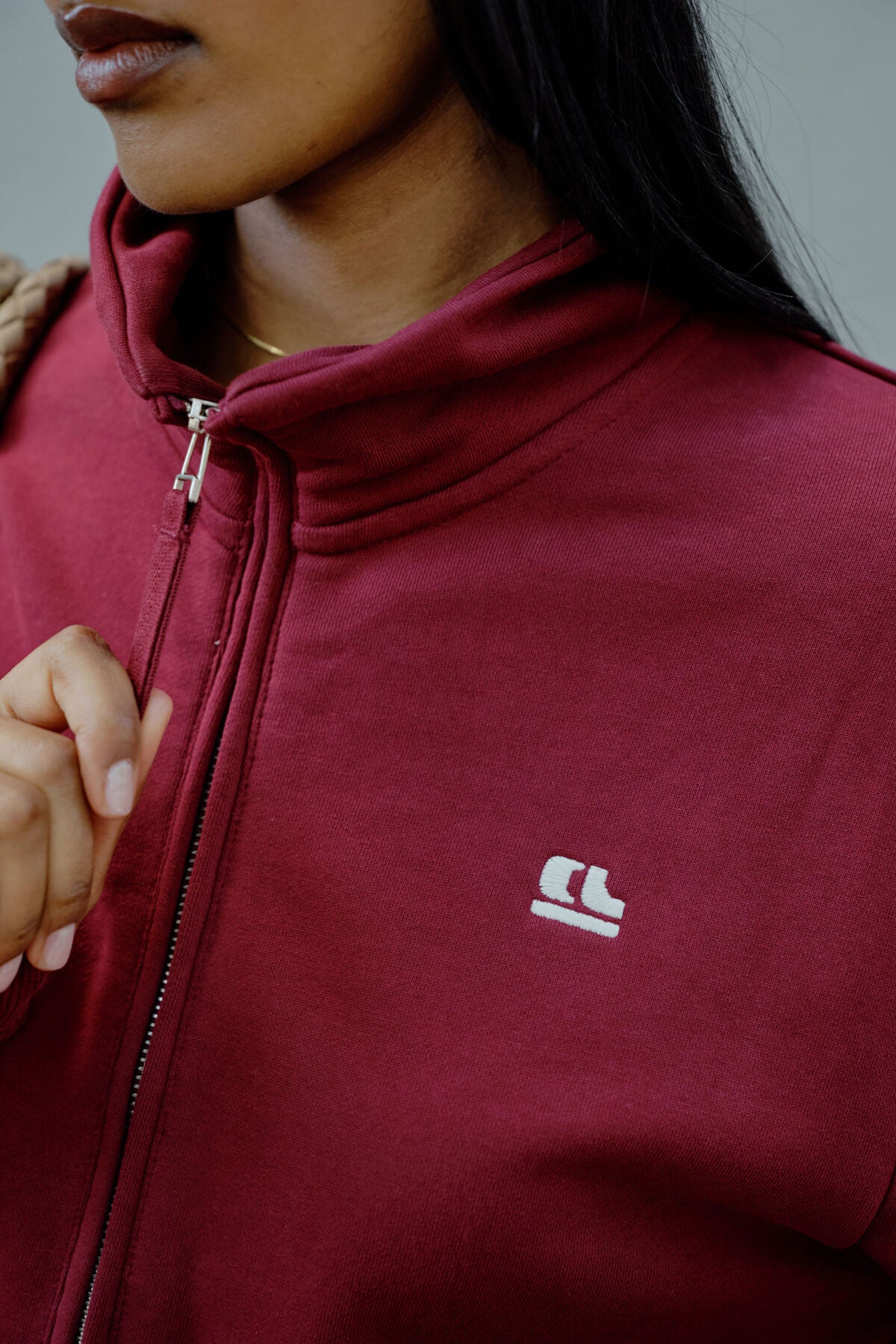 Lonny Oversized Half Zip Sweat - burgundy