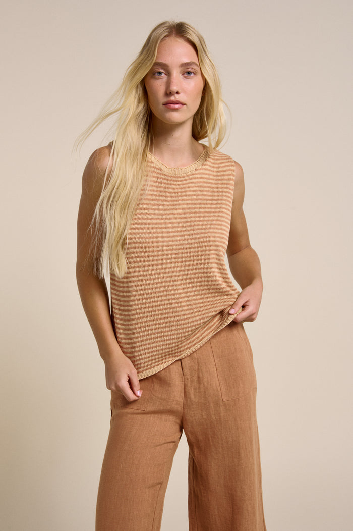 Stripe Spring Tank - Mustard/Rust