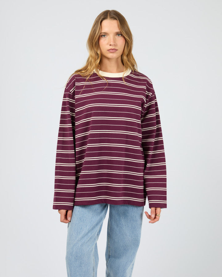 Stripe Long Sleeve Tee - Cherry