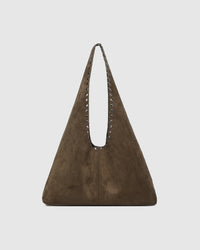 Hailey Suedette Shoulder Bag - Olive Brown