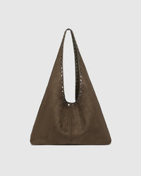 Hailey Suedette Shoulder Bag - Olive Brown