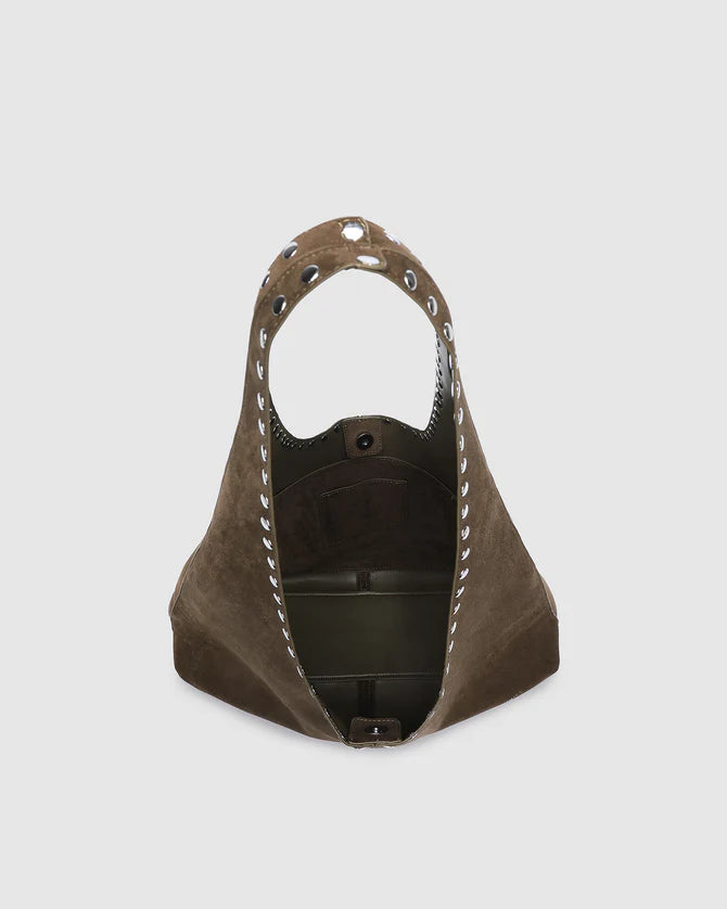 Hailey Suedette Shoulder Bag - Olive Brown
