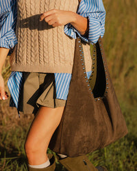 Hailey Suedette Shoulder Bag - Olive Brown